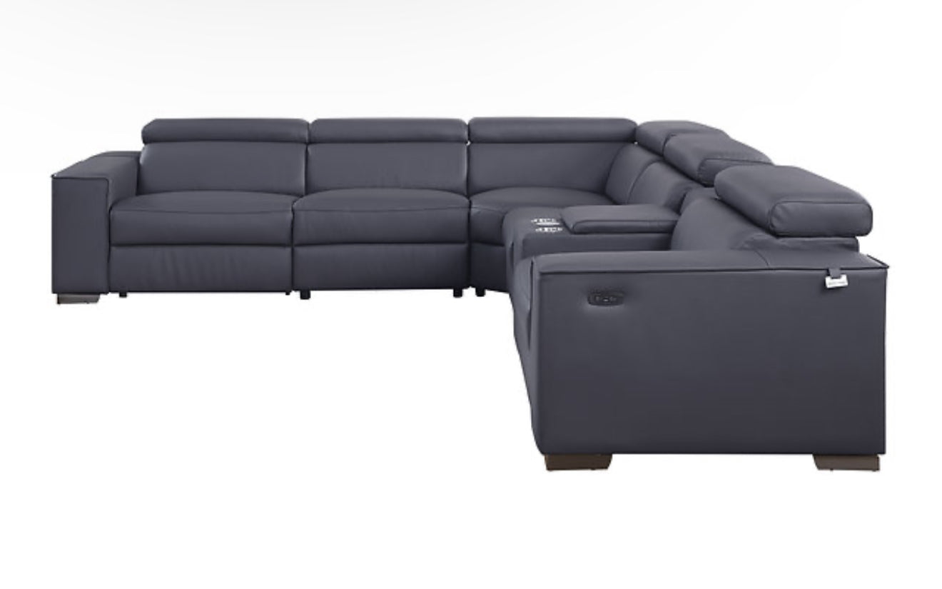 6Pcs Picasso Reclining Sectional (DK. Grey 2 Power) (NE)