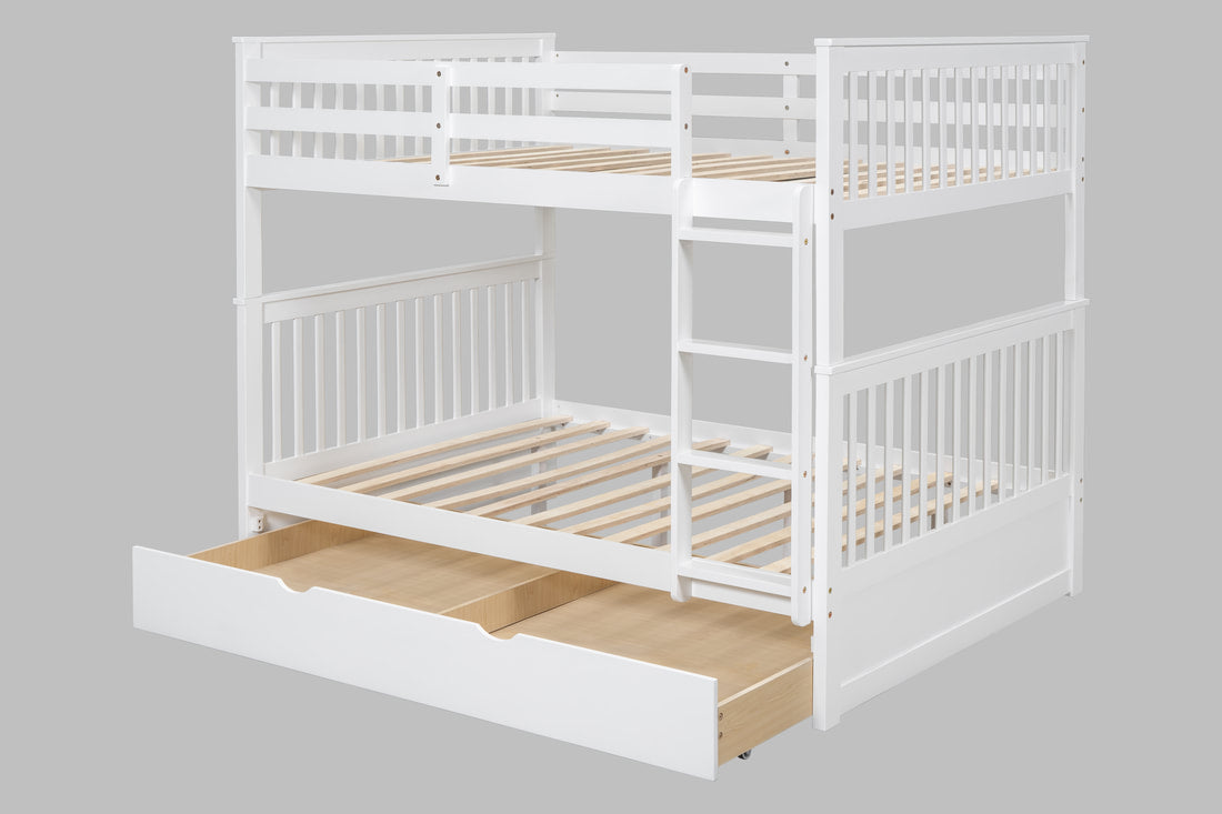 BB31 Full/Full Bunk Bed w/Twin Trundle White (HH)
