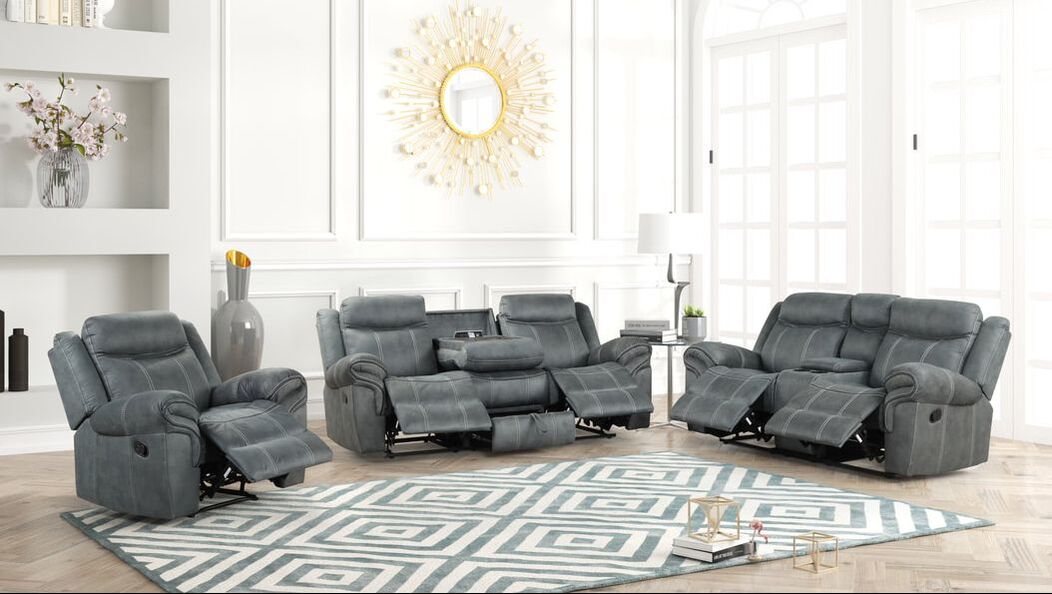Andres Grey - 3pc Reclining Living Room Set (HH)