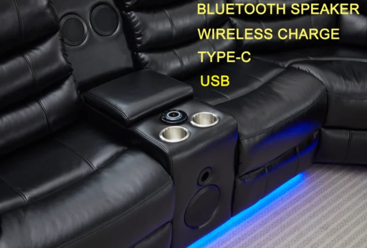 Texan Power Reclining Sectional (w/ Bluetooth Speakers) (HH)