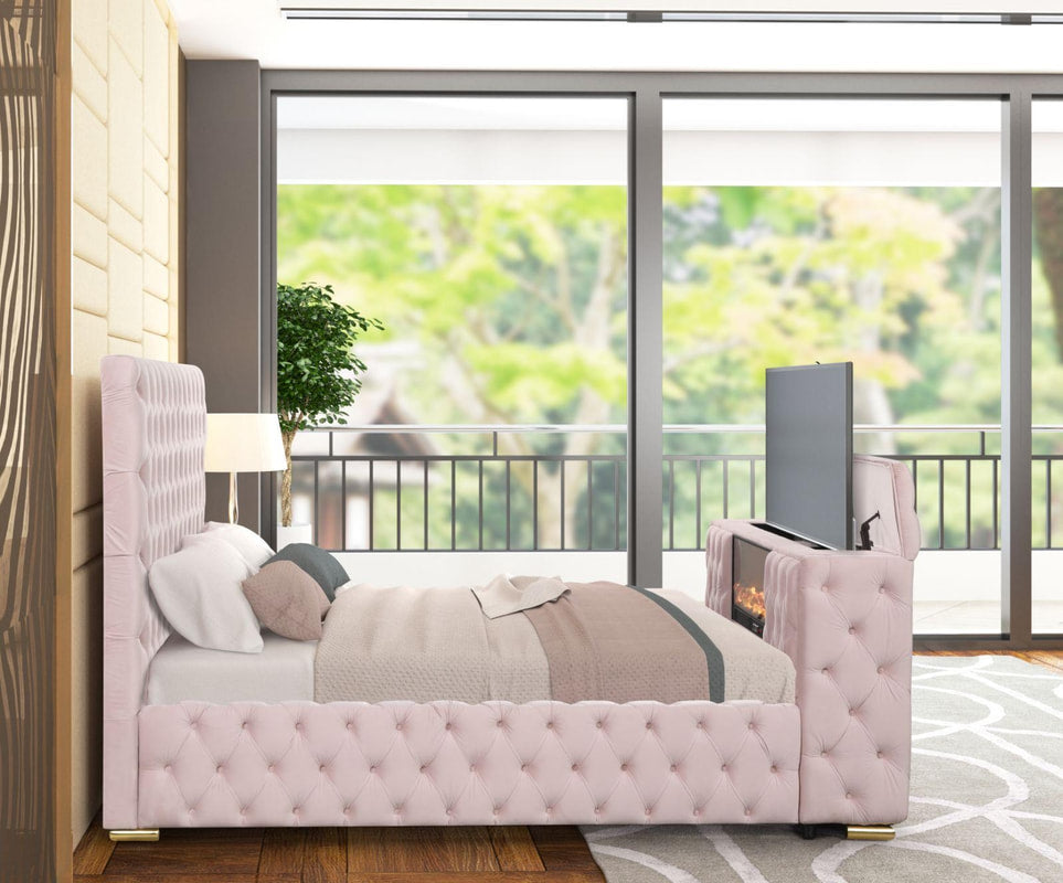 Future Pink Platform Bed - Queen, King (HH)