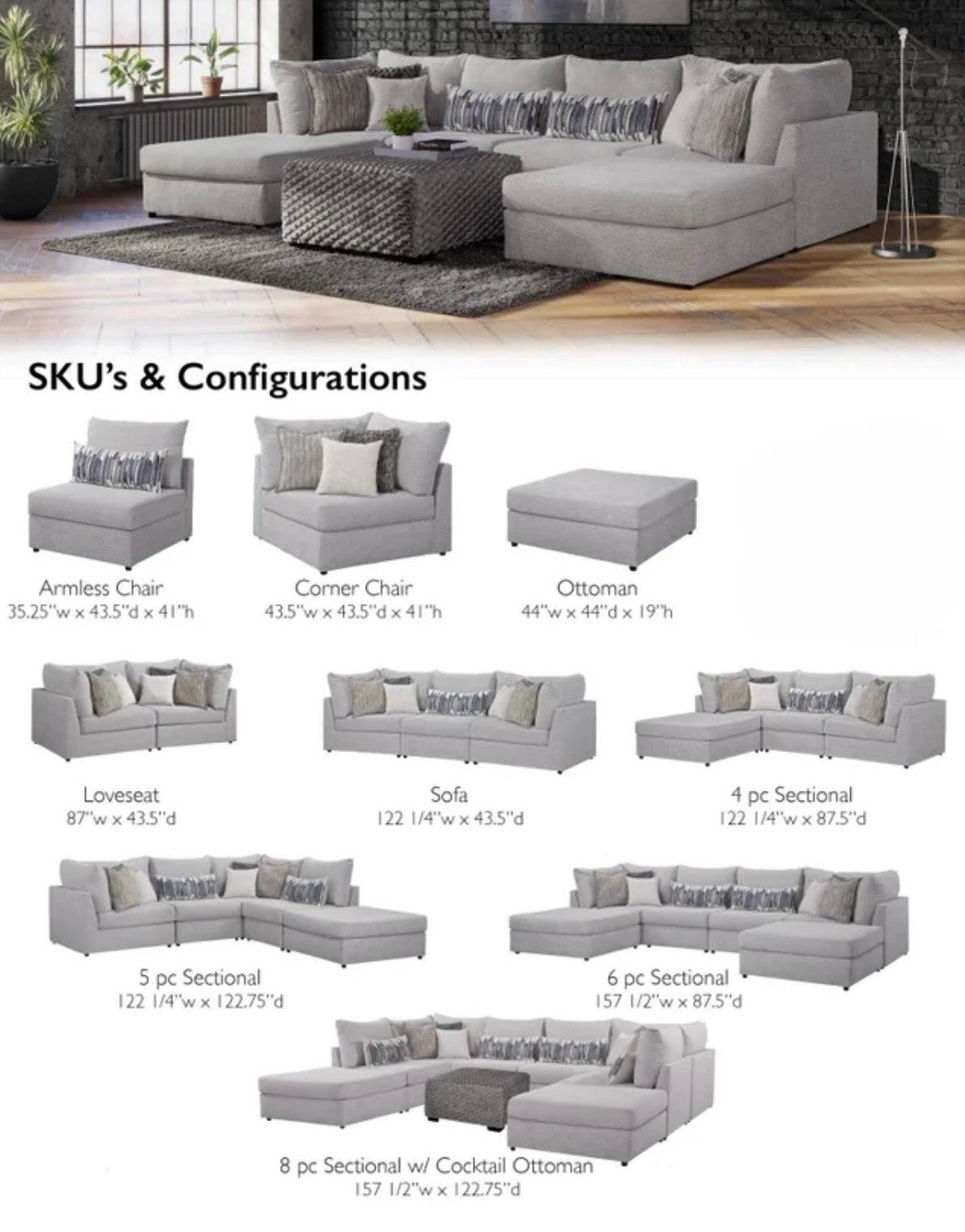 Behold Chenille - 4PC Modular Sectional (HH)