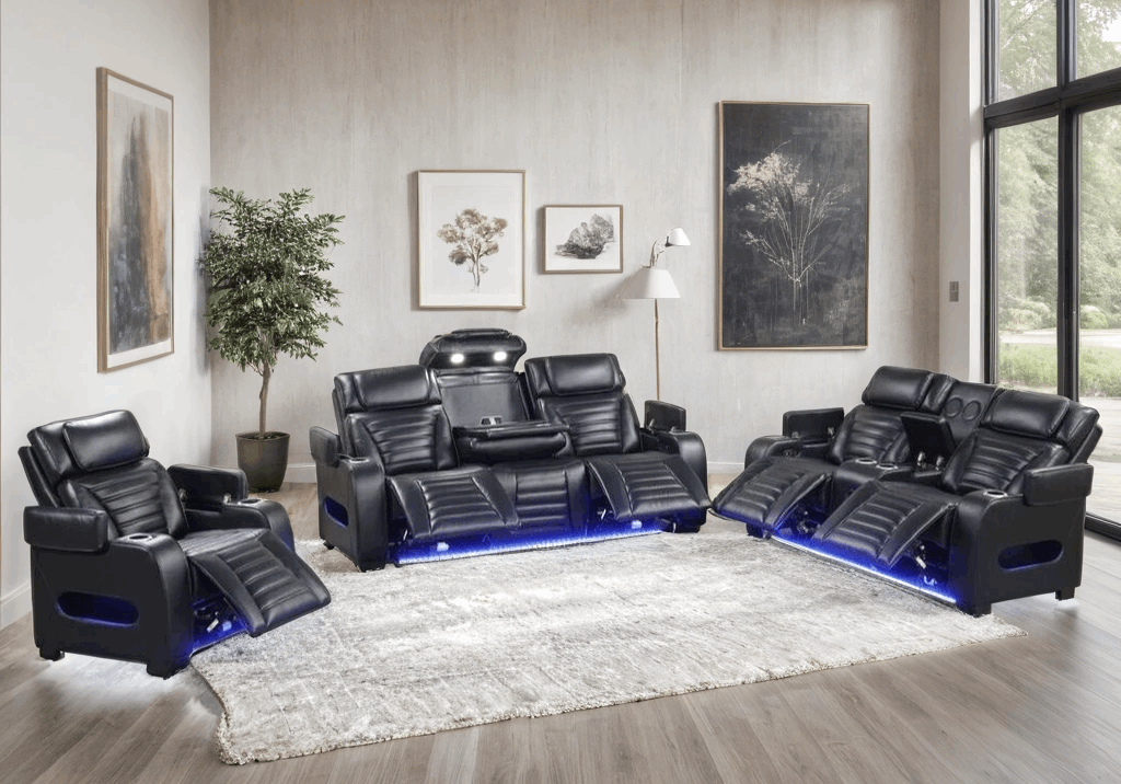 TOKYO 3PC Black Power Reclining Set (HH)