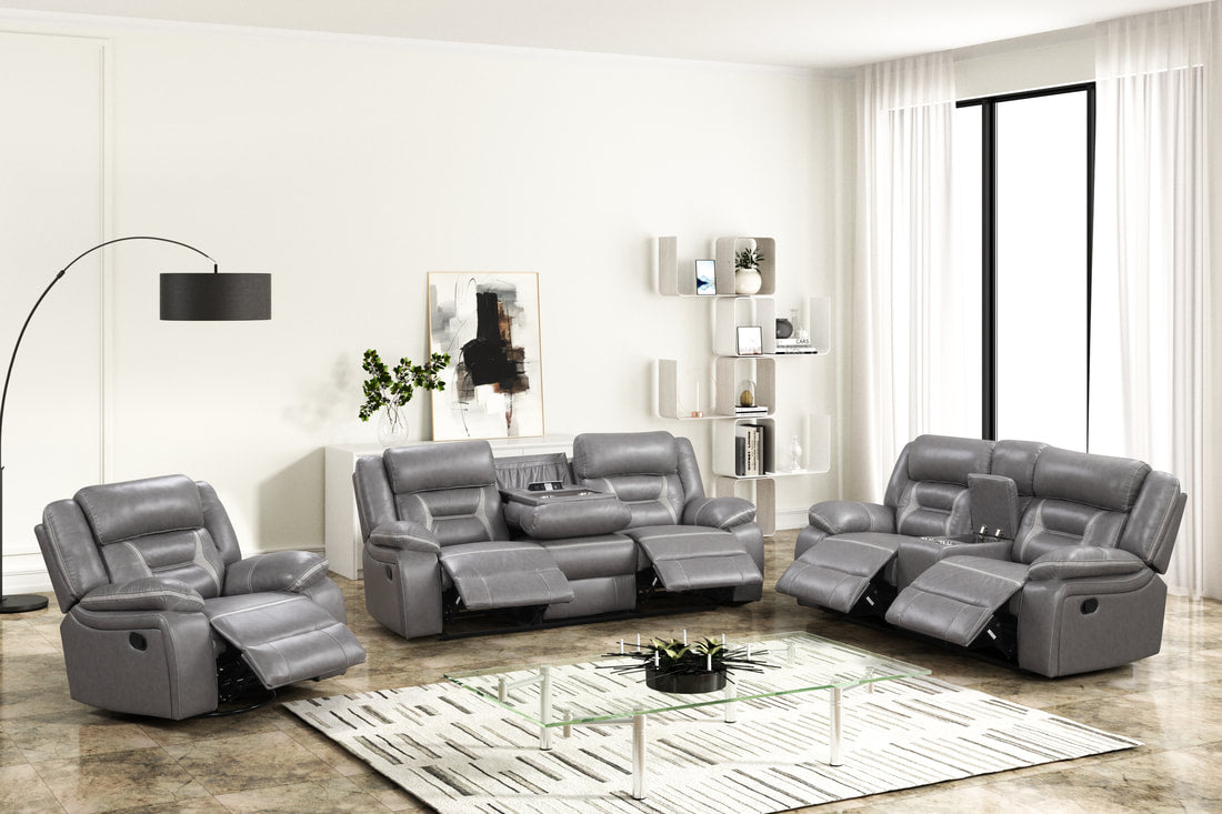Luka10 Gray OVERSIZED 3PC Reclining Set (HH)