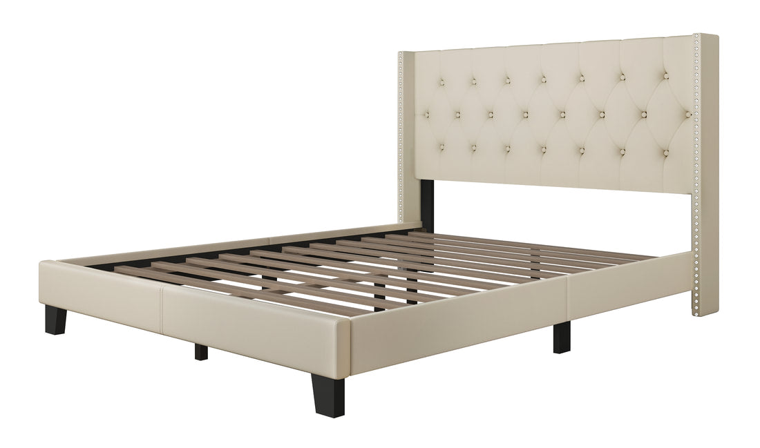 HH740 Beige Platform Bed - Twin, Full, Queen, King (HH)