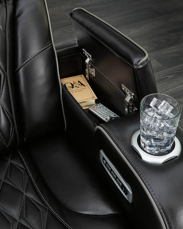 Power 2PC Reclining Set Black (Genuine Leather + Air Massage) (HH)
