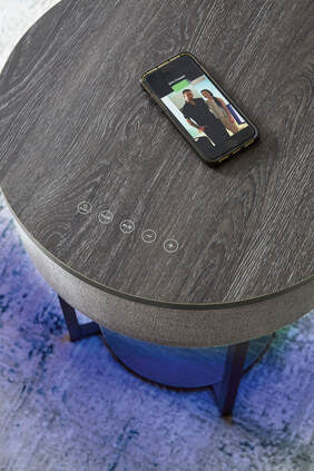 A4000641 - Accent Table w/Speaker, Wireless Charger, Lights (HH)