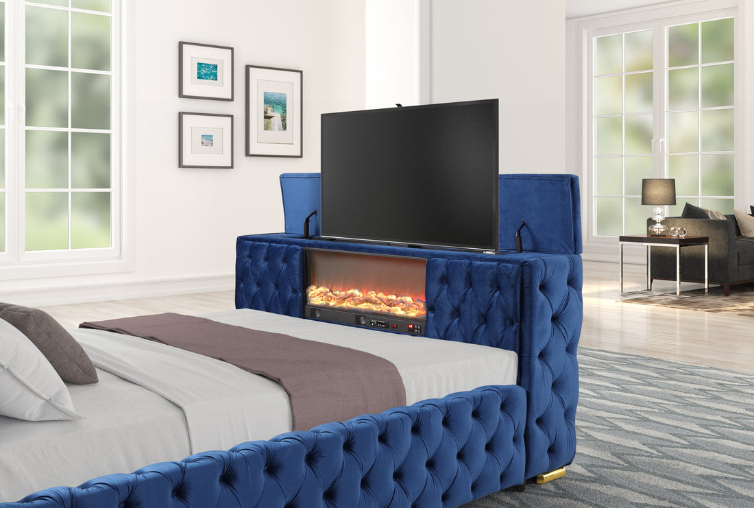 Future Blue Platform Bed - Queen, King (HH)