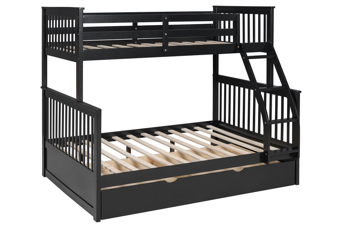 BB22 Twin/Full Bunk Bed w/Twin Trundle Black (HH)