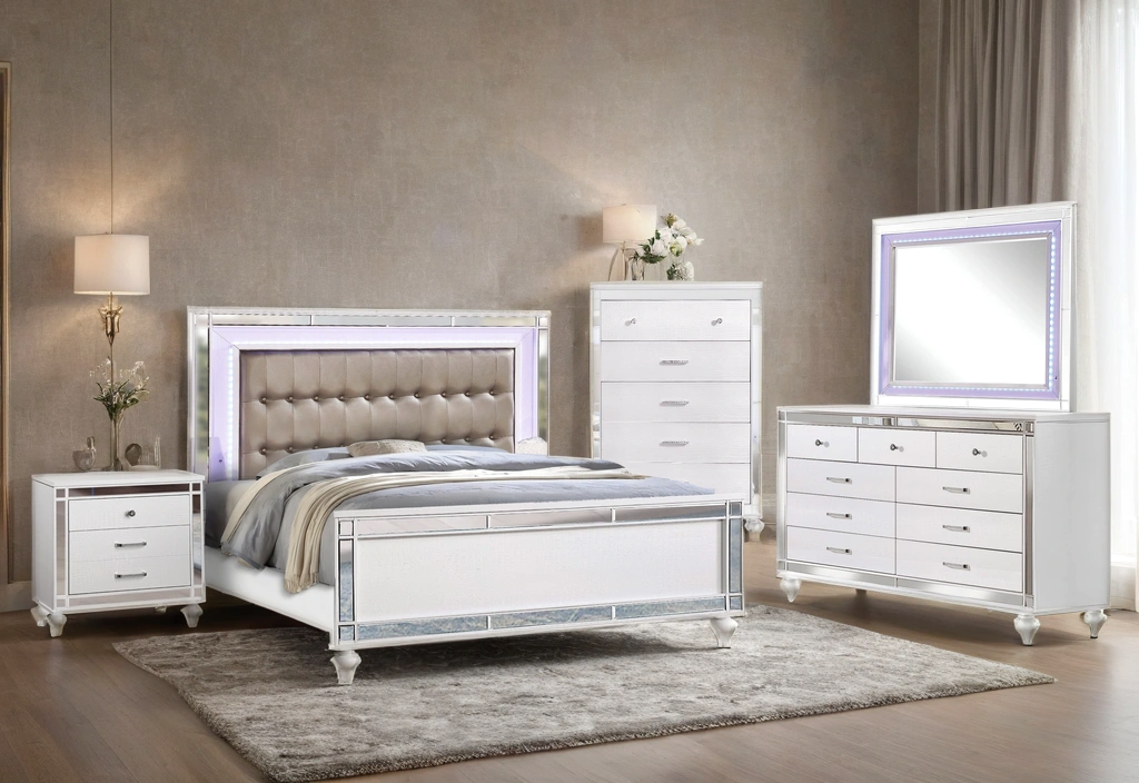 Blanca2 White Bedroom Set Queen, King (HH)