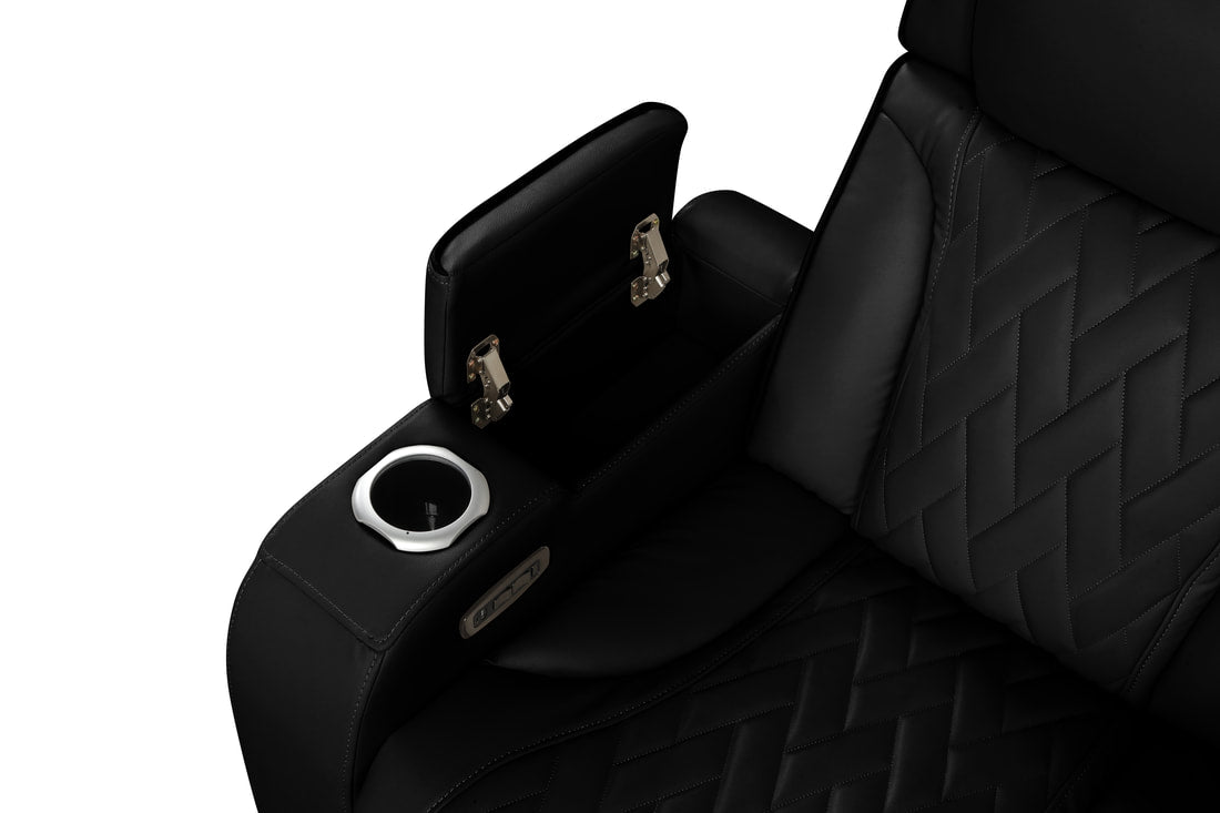 Spain Black Power Reclining Sectional (Power Headrests) (HH)
