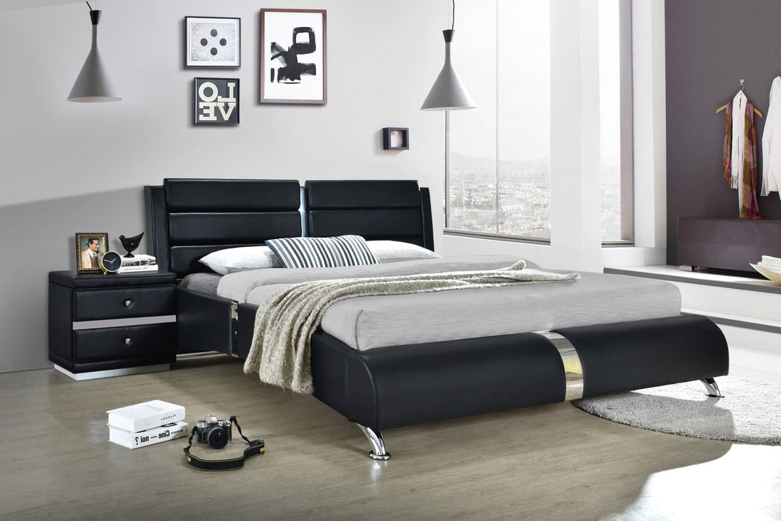 Vegas Black Platform Bed - Queen, King (HH)