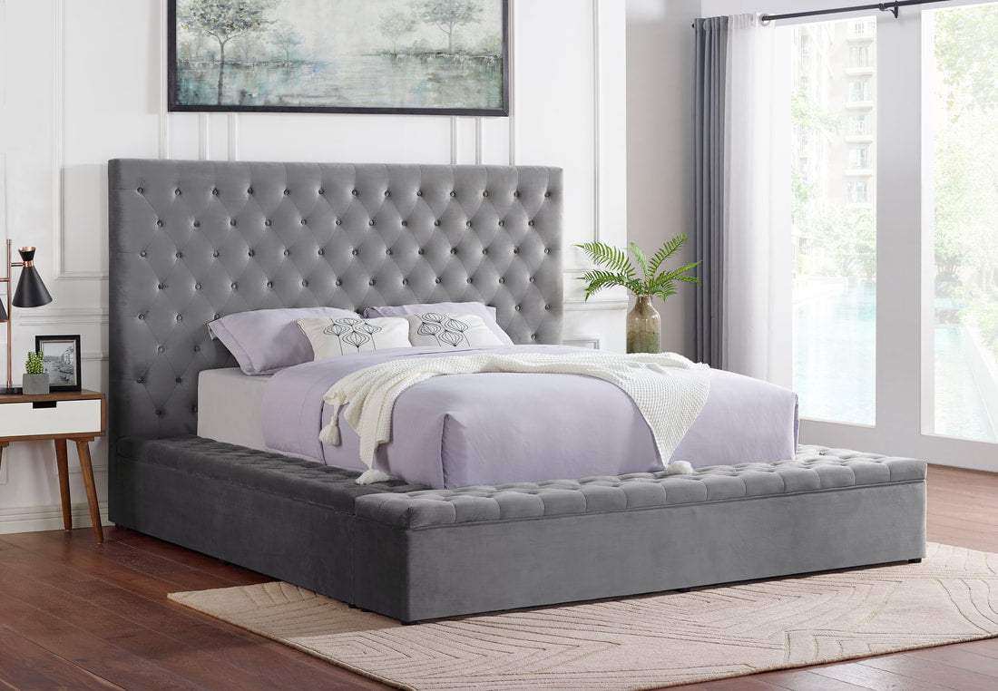 Paris Grey Platform Bed - Queen, King (HH)