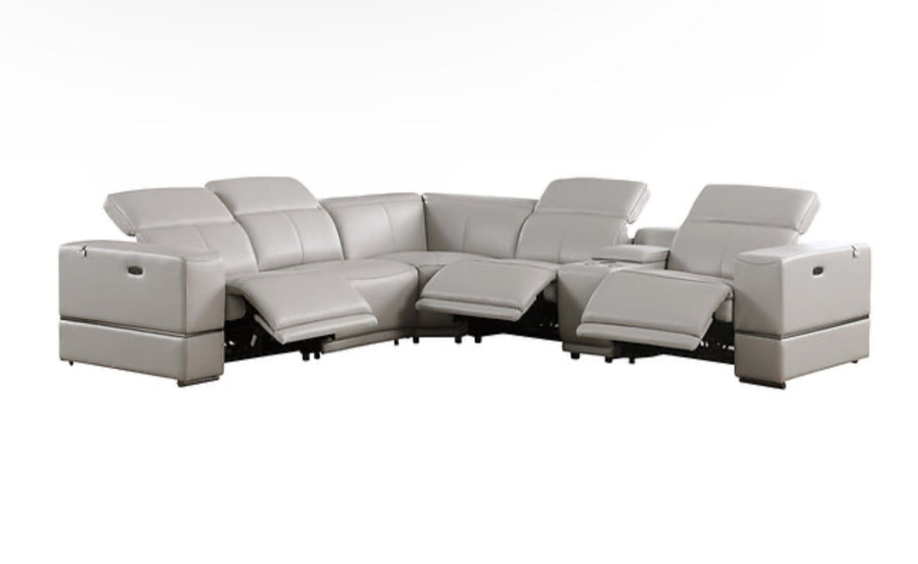 6PC Franco Sectional Reclining (LT.Grey 2 Power)(NE)