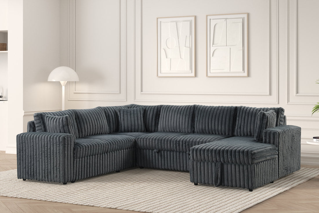 Forever Charcoal Sectional With Pull-Out Bed (HH)