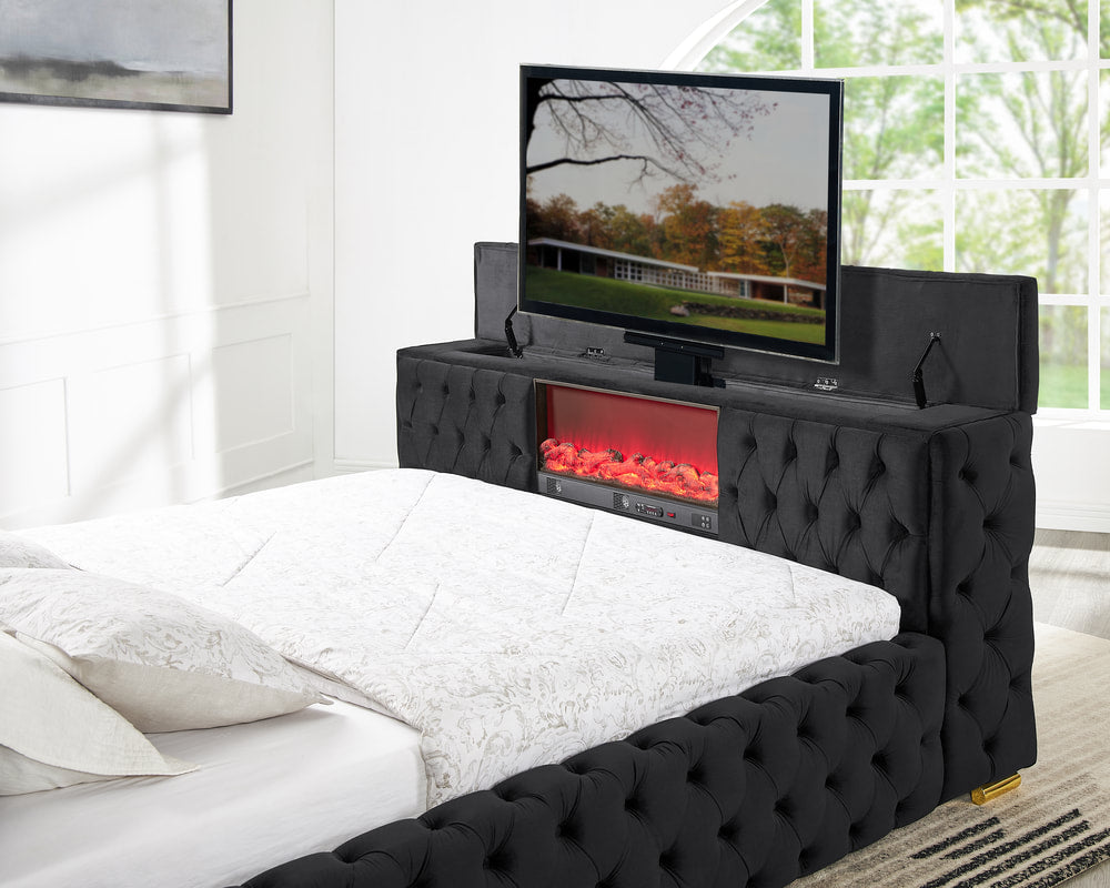 Future Black Platform Bed - Queen, King (HH)