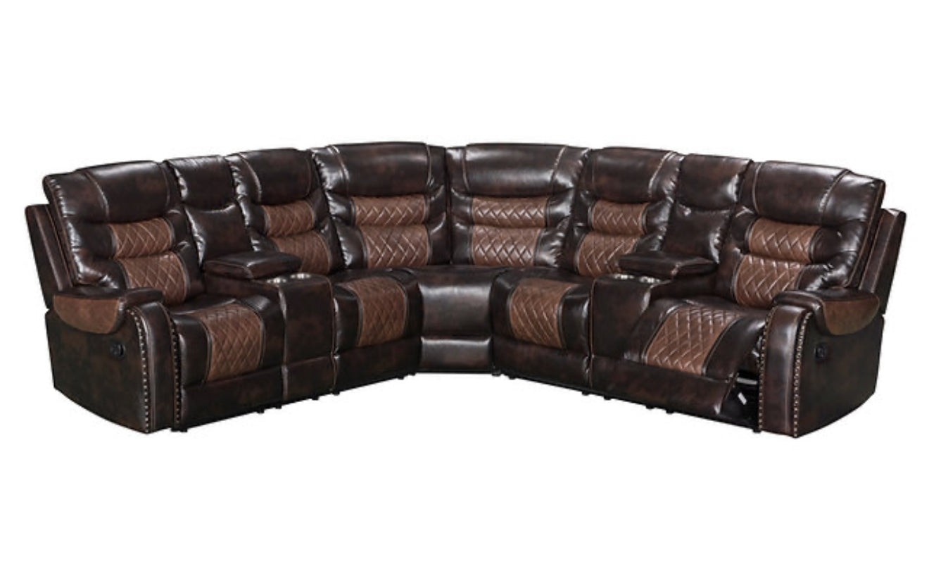 Phoenix II Brown Sectional Reclining (NE)