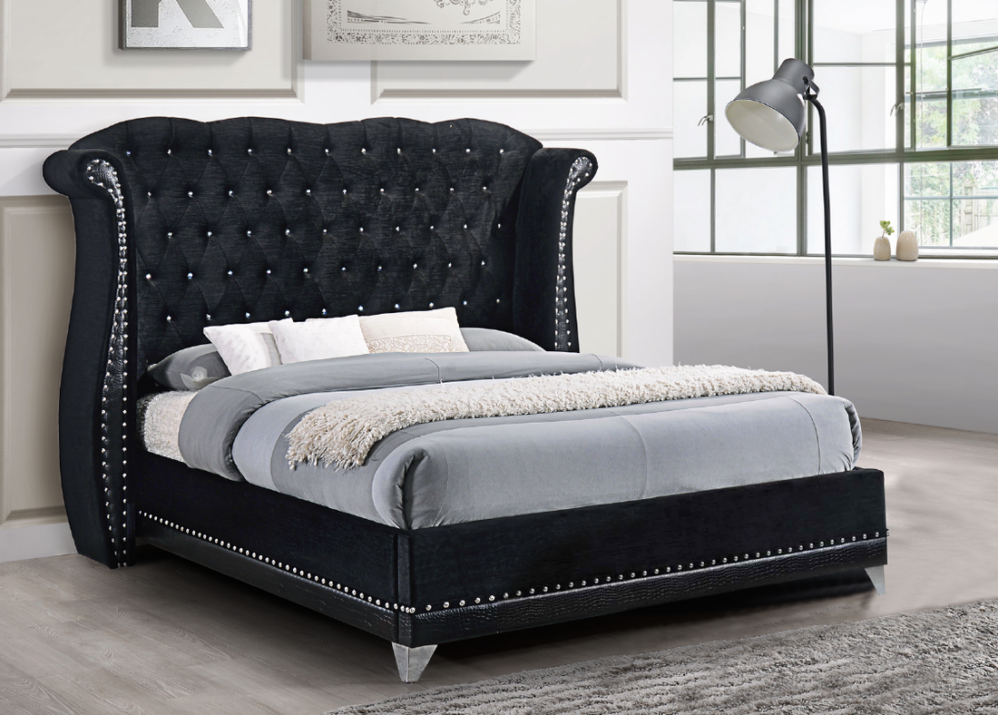 Luxor Black Platform Bed- Queen, King (HH)