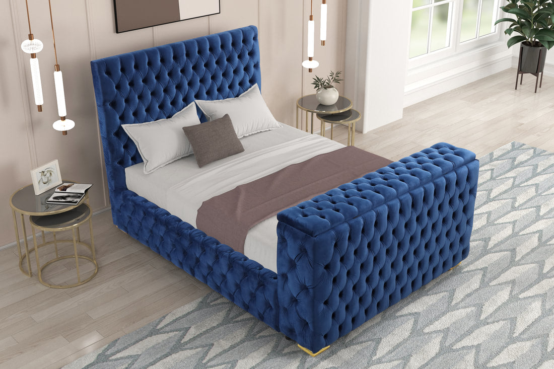 Future Blue Platform Bed - Queen, King (HH)