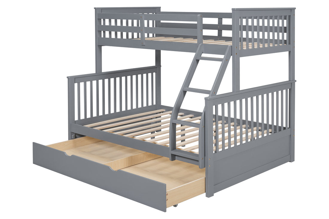 BB23 Twin/Full Bunk Bed w/Twin Trundle Gray (HH)