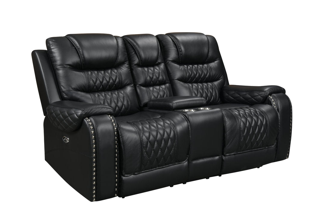 Harley Black Power - TOP GRAIN LEATHER Reclining Set (HH)