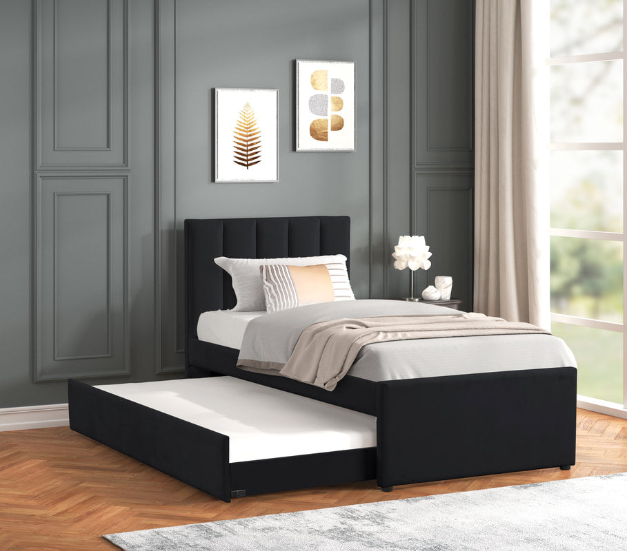 MAYA - Black Twin Platform Bed w/ Trundle (HH)