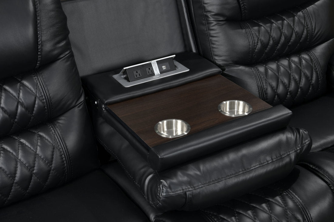 Harley Black Power - TOP GRAIN LEATHER Reclining Set (HH)