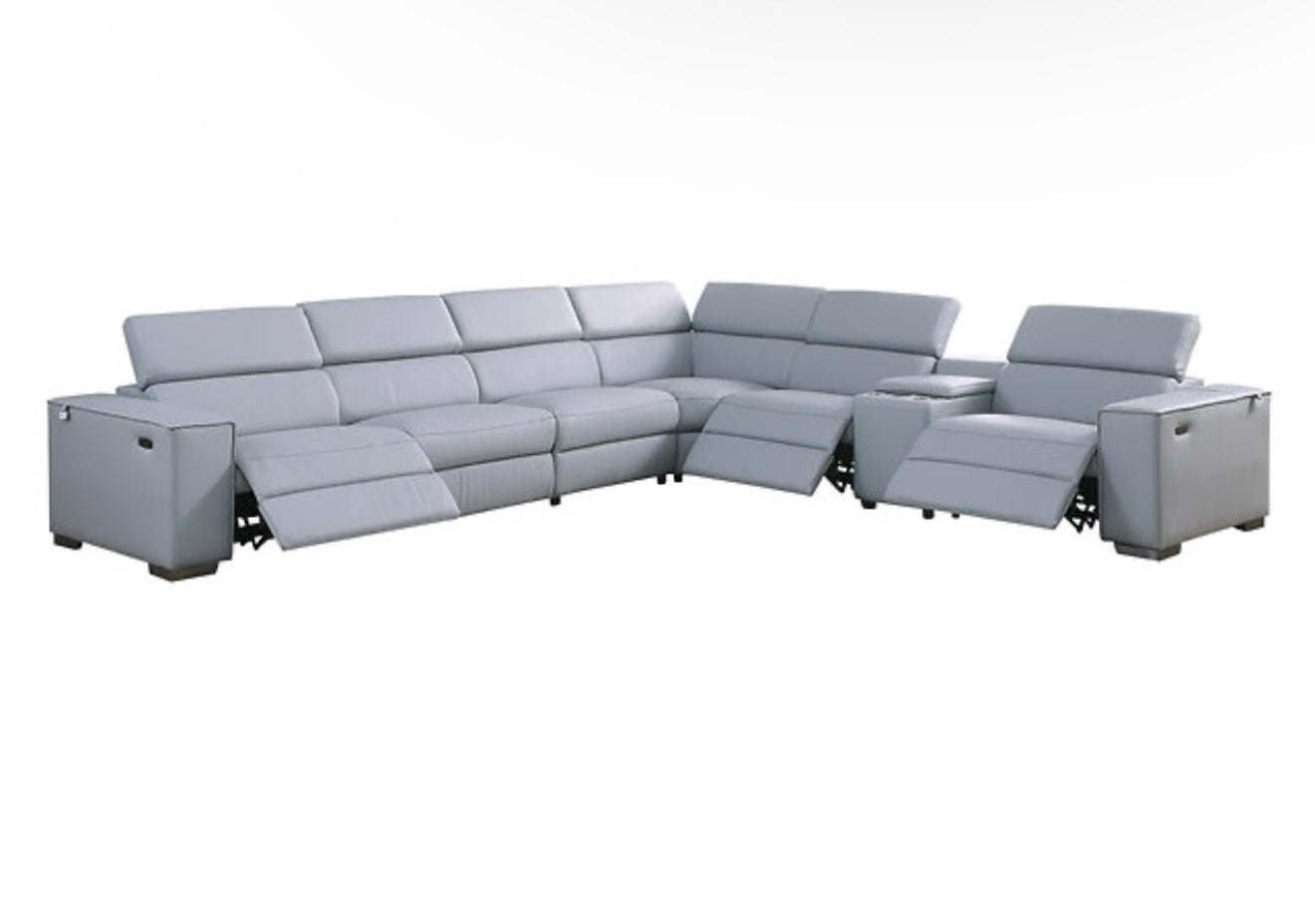 7Pcs Picasso Reclining Sectional (LT. Blue 3 Power) (NE)