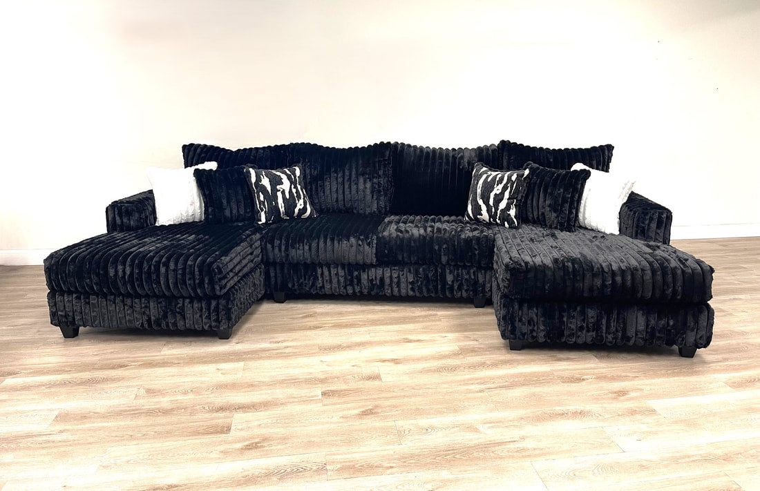 BLACK DOUBLE CHAISE SECTIONAL (HH)