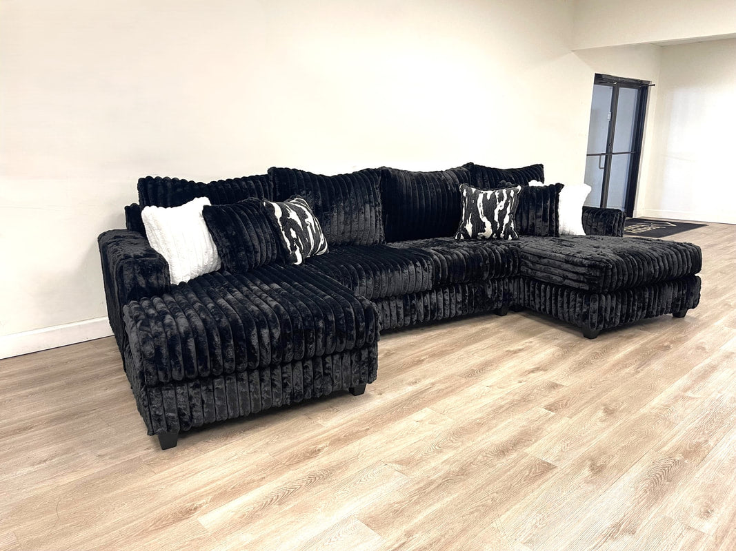 BLACK DOUBLE CHAISE SECTIONAL (HH)