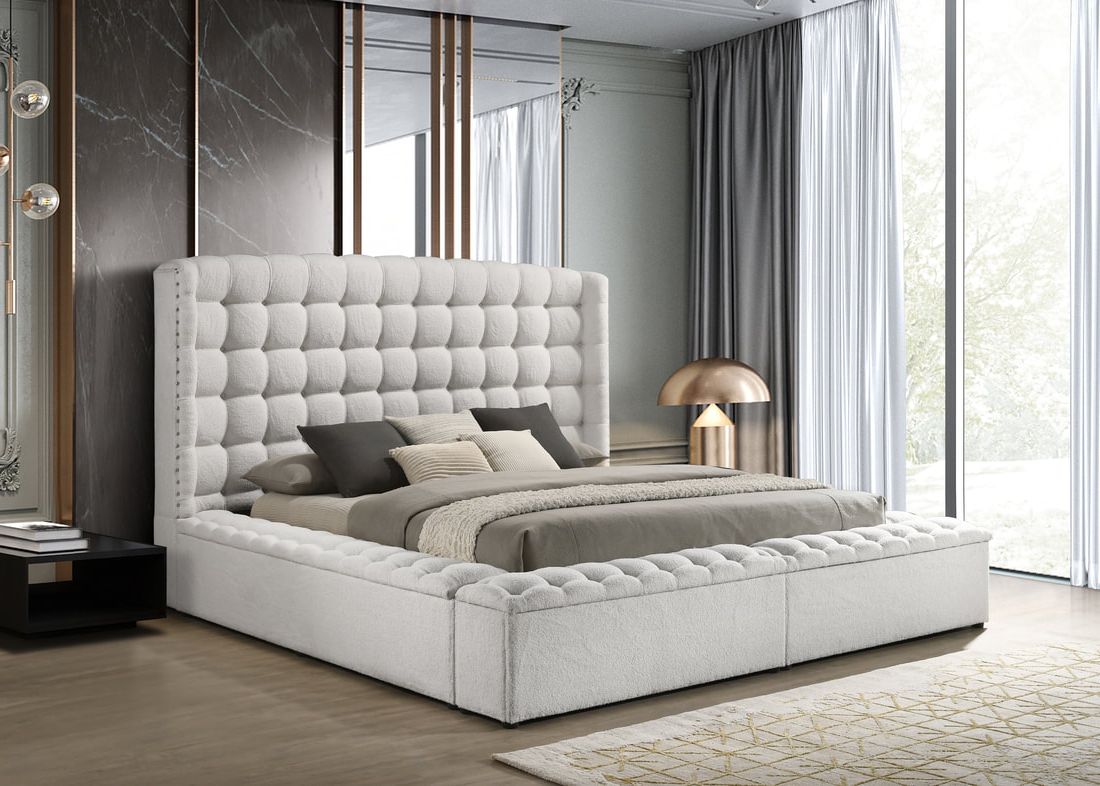 Madonna White Platform Bed - Queen, King (HH)