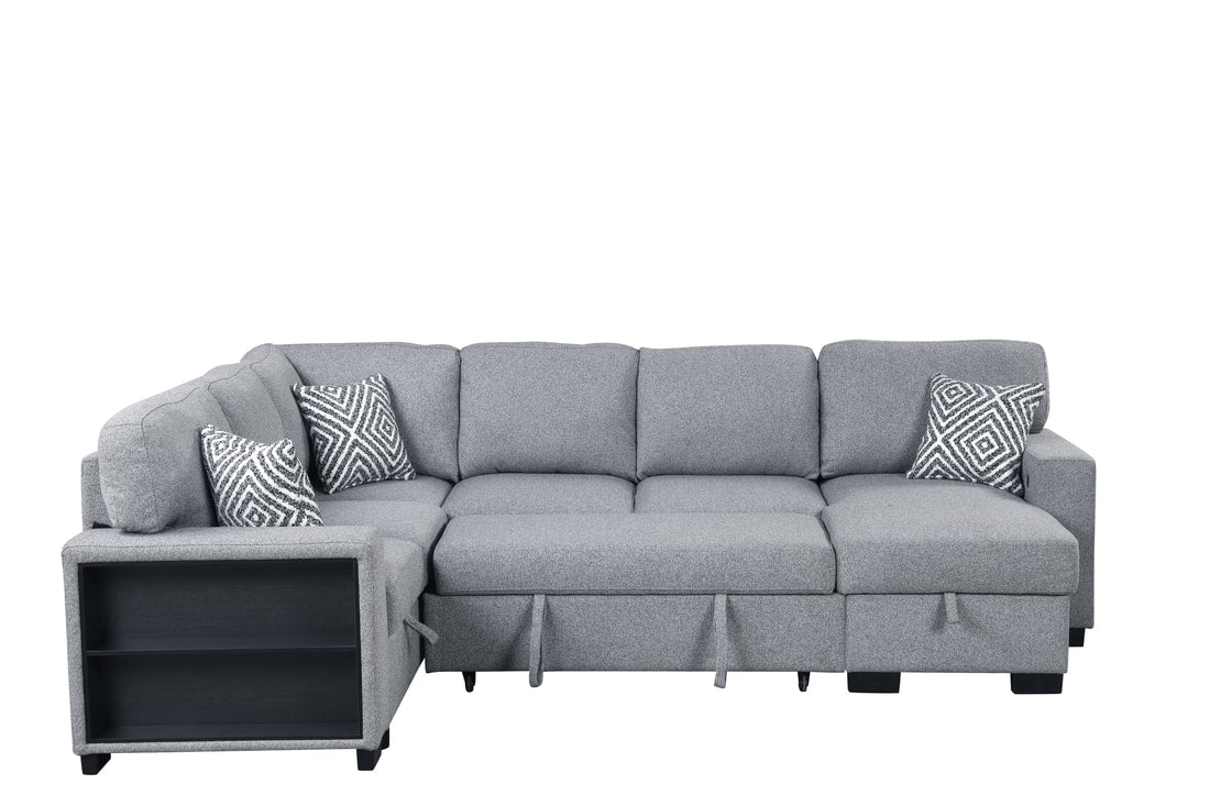 Atlantic Gray Sectional With Pull-Out Bed (HH)