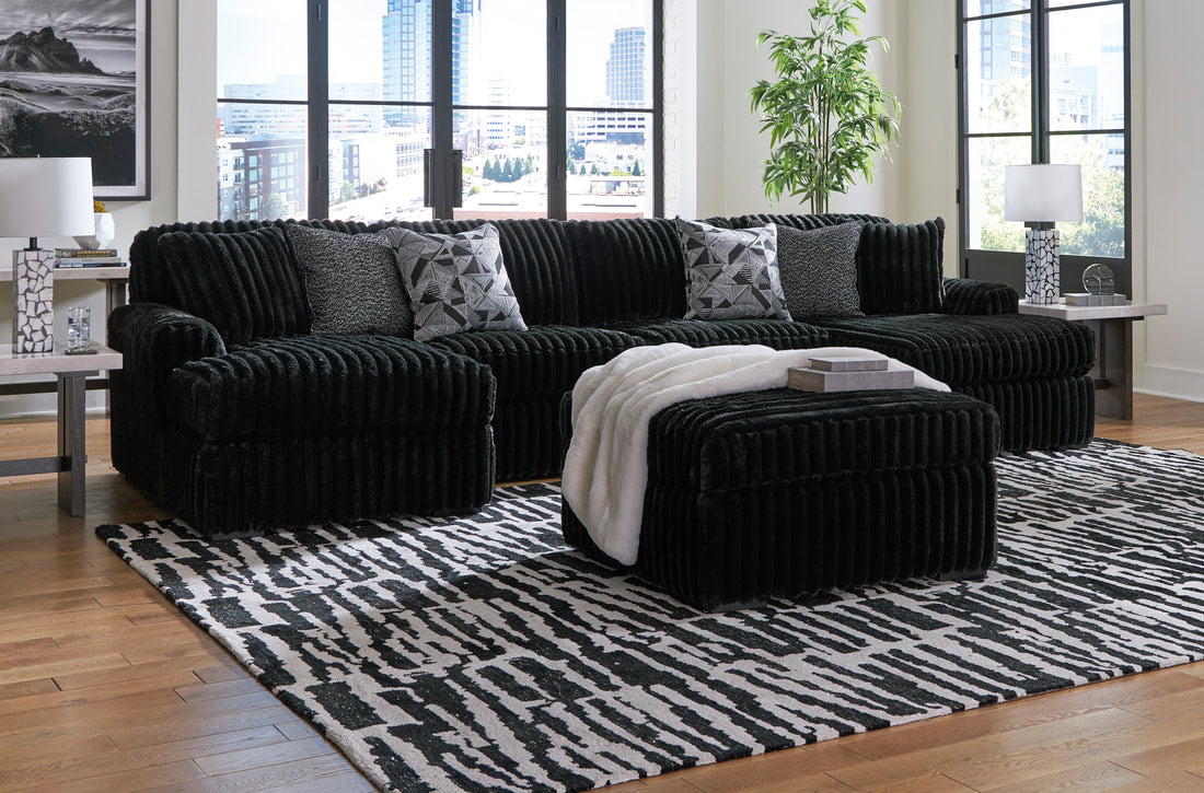 Ashley Black 3PC Double Chaise Sectional (HH)