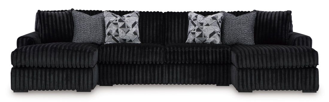 Ashley Black 3PC Double Chaise Sectional (HH)