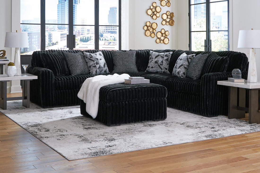 Ashley Black 3PC L Shape Sectional (HH)