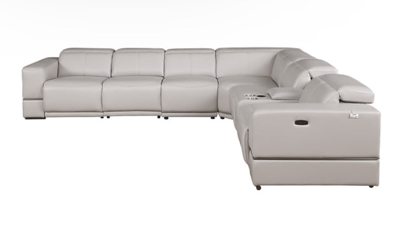 7PC Franco Sectional Reclining (LT.Grey 2 Power)(NE)