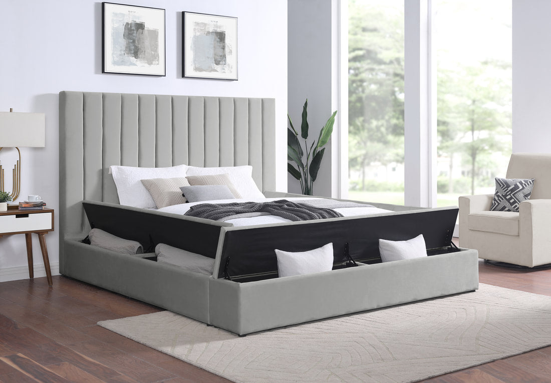 France Grey Platform Bed - Queen, King (HH)