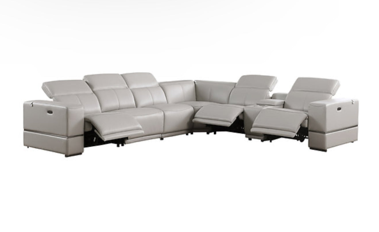 7PC Franco Sectional Reclining (LT.Grey 2 Power)(NE)