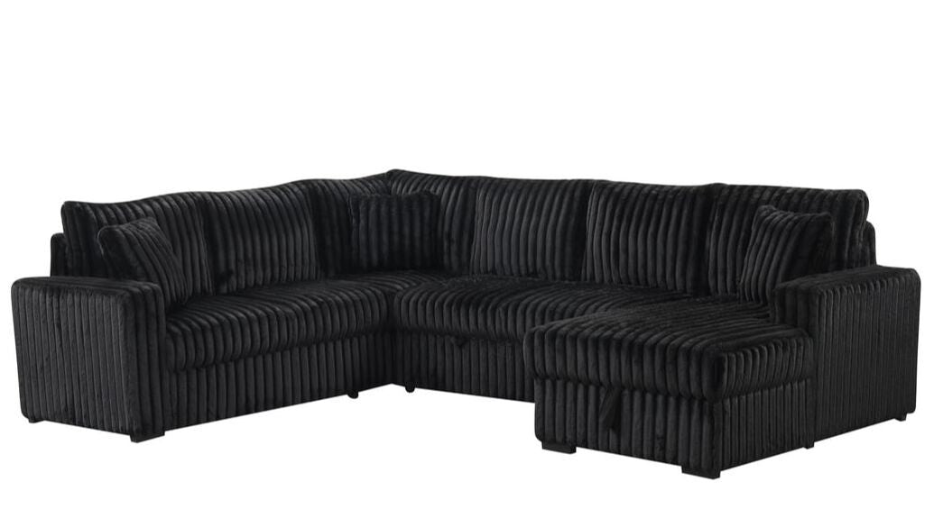 Sonic Black Sectional With Pull-Out Bed (HH)