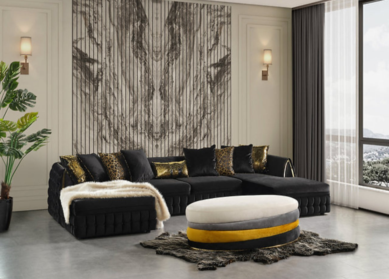 Sicilya Sectional (Black) (NE)