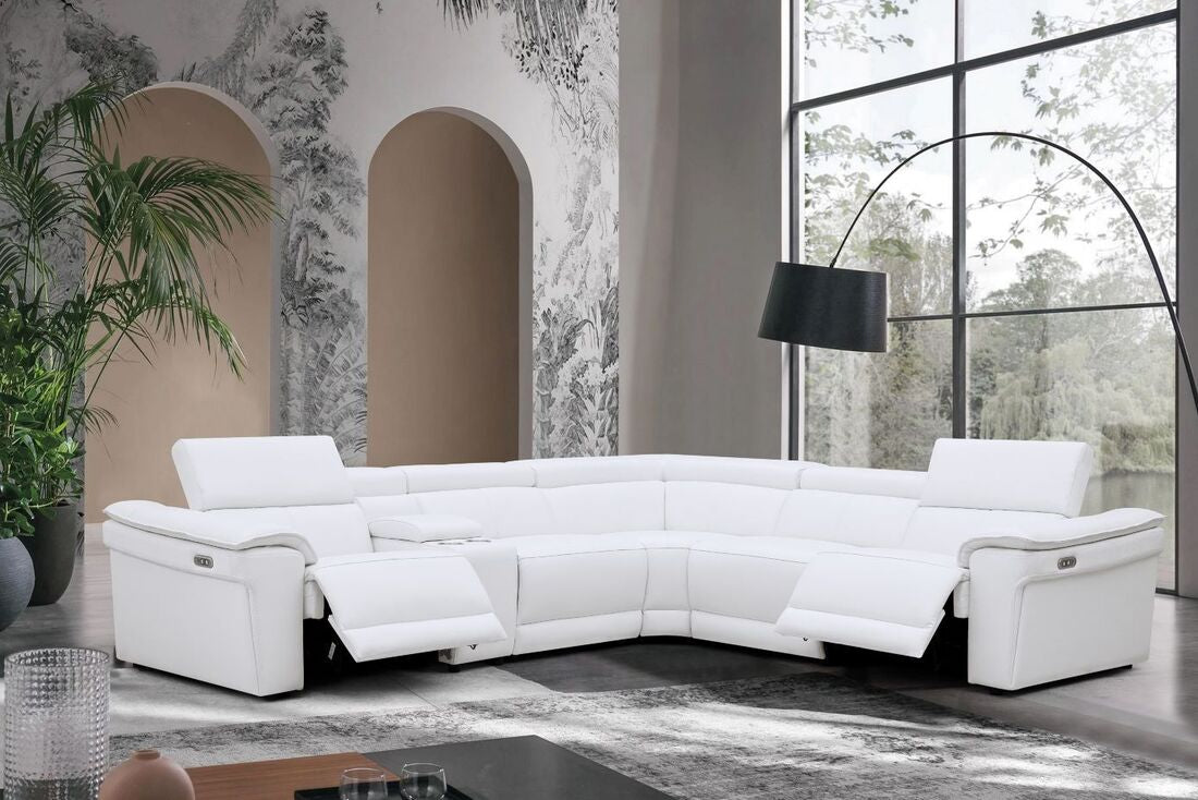 NEWYORK WHITE - LEATHER Power Reclining Sectional (HH)