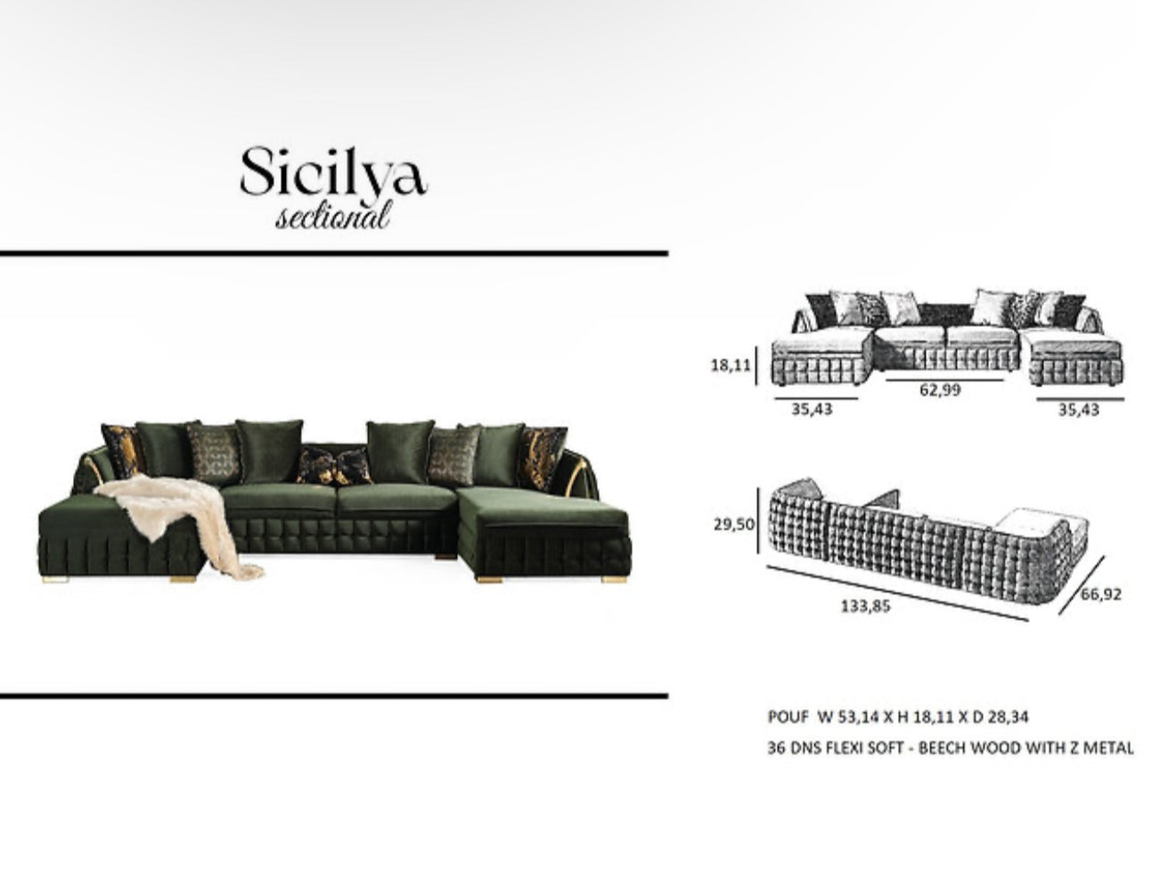 Sicilya Sectional (Grey) (NE)