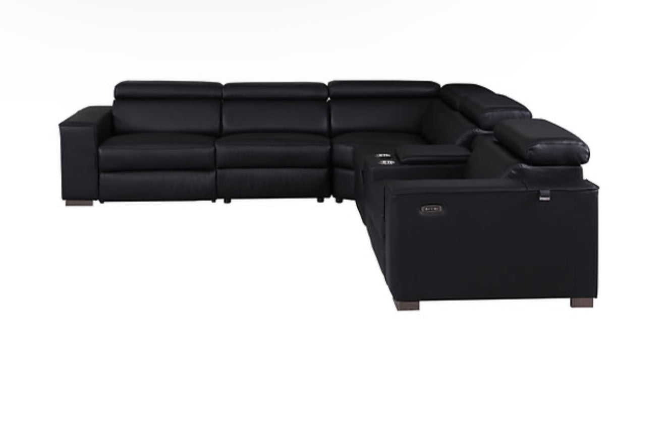 6Pcs Picasso Reclining Sectional (Black 2 Power) (NE)