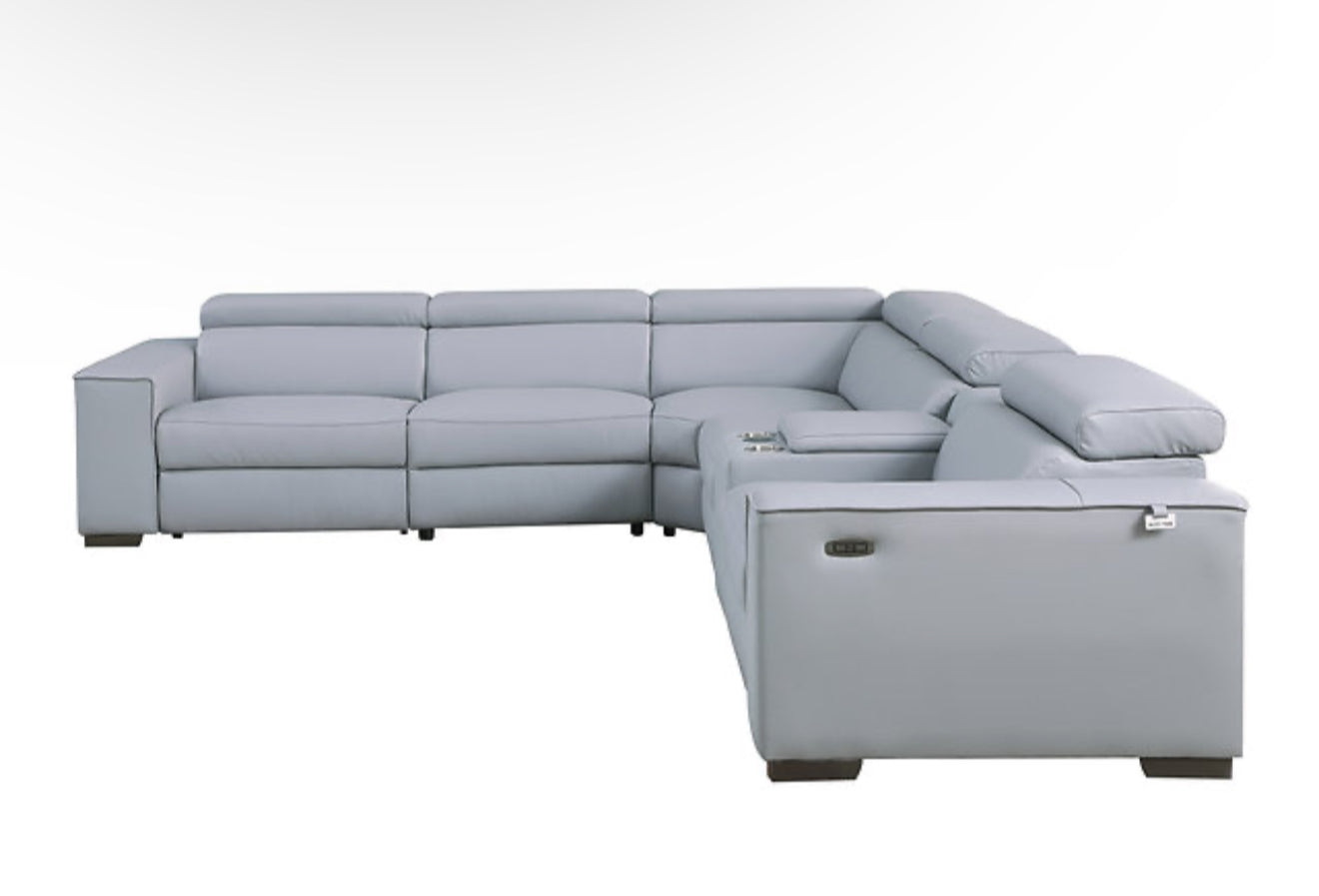 6Pcs Picasso Reclining Sectional (LT. Blue 2 Power) (NE)