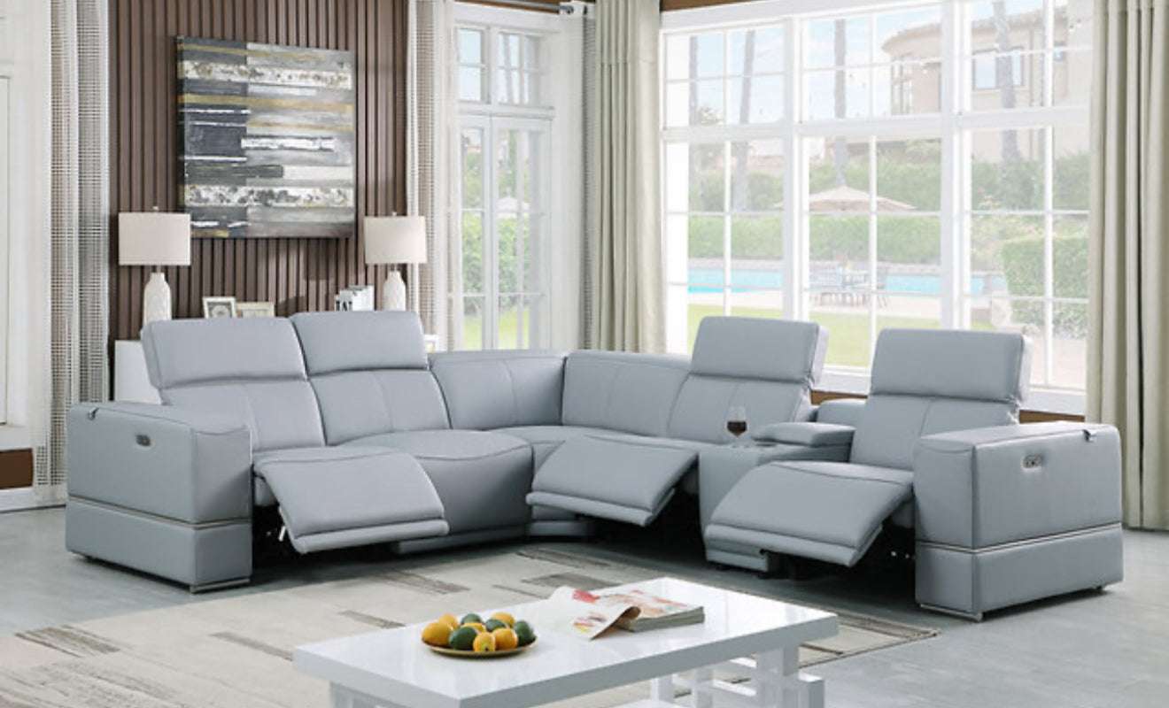 6pcs Franco Sectional Reclining (LT.Blue 2 Power)(NE)