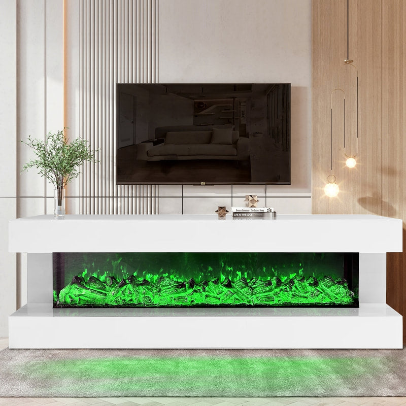 A85 TV STAND W/FIREPLACE (WHITE) (HH)