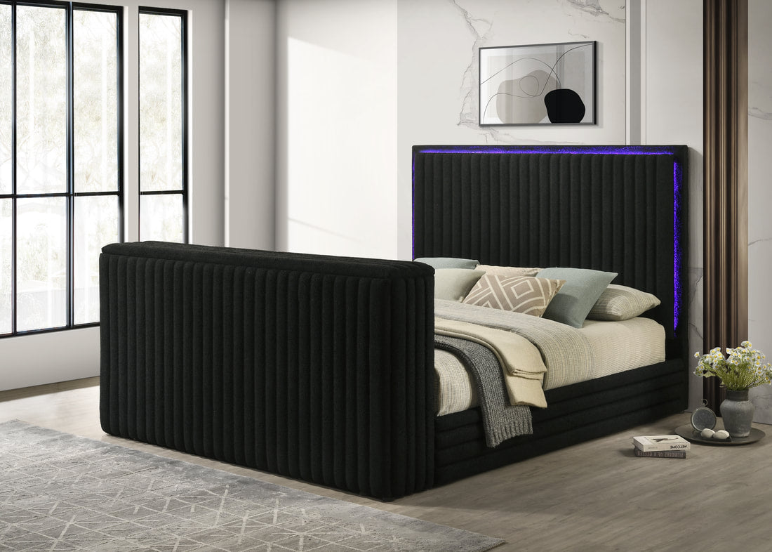 Villa Black Platform Bed - Queen, King (HH)