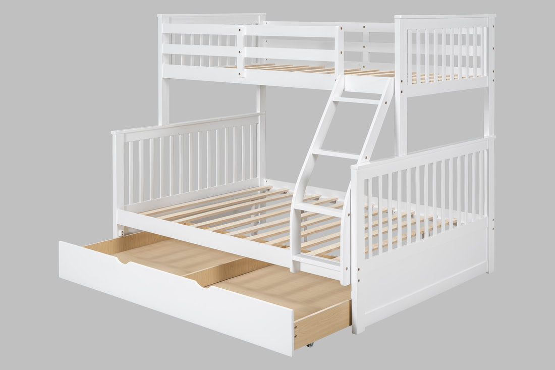BB21 Twin/Full Bunk Bed w/Twin Trundle White (HH)