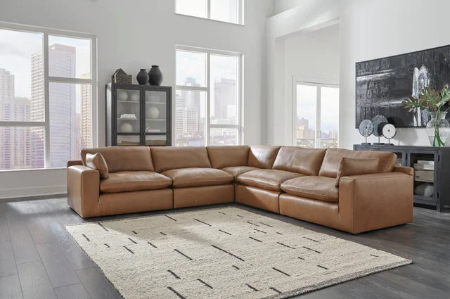 Ashley 5PC Genuine Leather Sectional Set (HH)