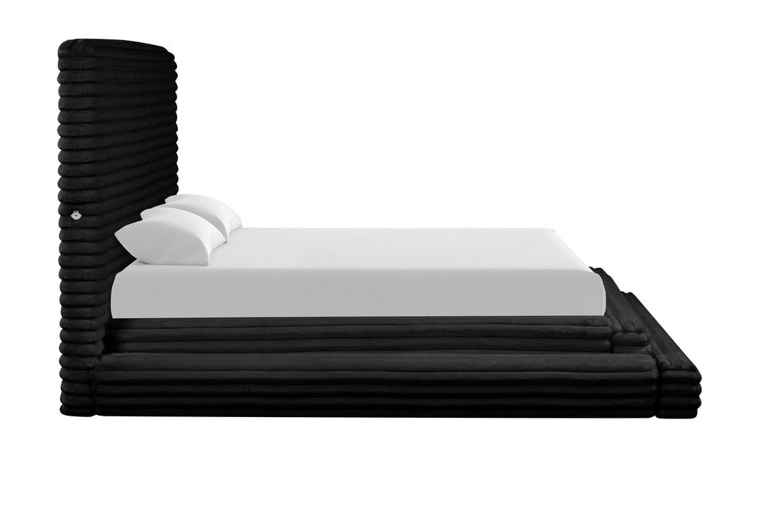 Mariah Black Platform Bed - Queen, King (HH)
